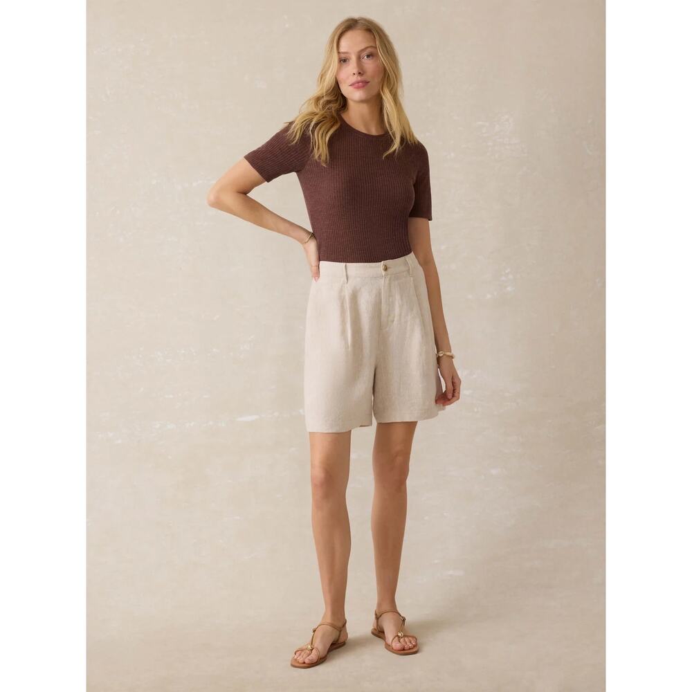 Faherty‎ Women's Sun Strider 100% Linen Short Flax Size 16 NWT